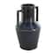 11" Dark Blue Ceramic Ombre Textured Vase with Rectangular Handles